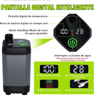 Bomba de Agua Sumergible Portátil 6000mAh