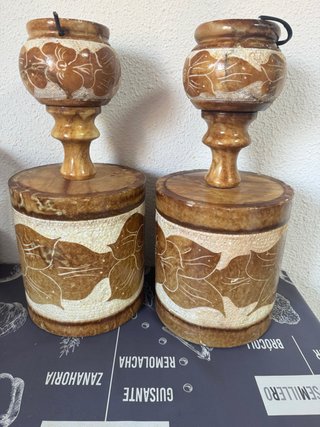 Set de 2 Lámparas Antiguas de Piedra