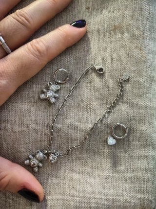 Conjunto Pulsera y Pendientes Plata