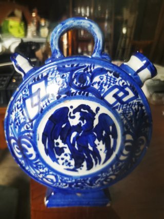 Botijo Cantimplora Cerámica Azul y Blanco