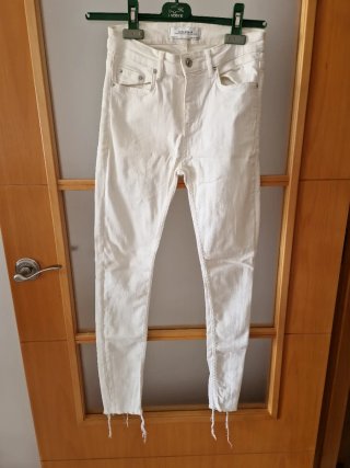 Pantalón Vaquero Blanco Zara Talla XS