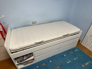 Cama Blanca 90x200 con Cajones y Colchón