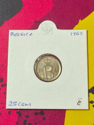 Moneda 25 Céntimos Bélgica 1968