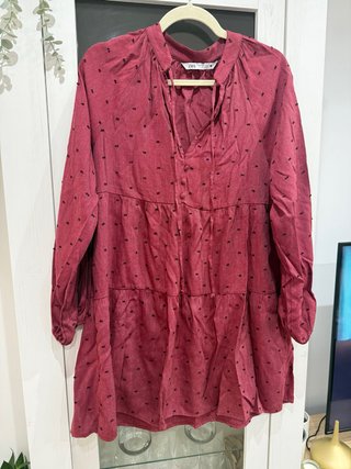 Vestido Zara Rojo Estampado Talla M