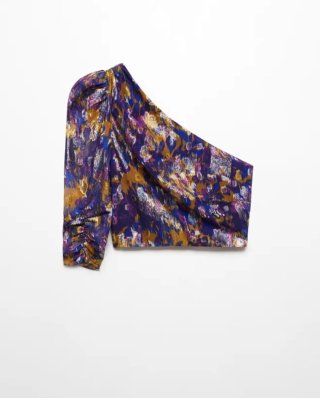 Blusa Asimétrica Mango Estampada Talla XS