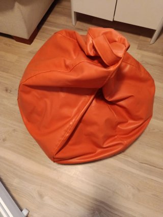 Puff Naranja de Piel Sintética (Espacio Casa)