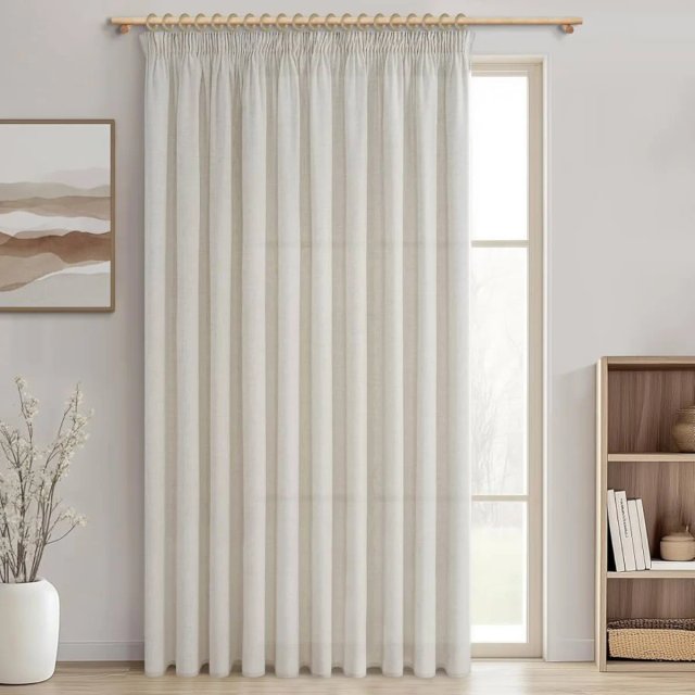 1 Cortina tipo Lino Grueso Beige 240x300 riel barr