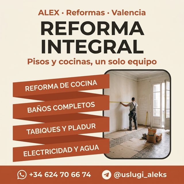 Reforma integral de pisos, cocinas y pladur