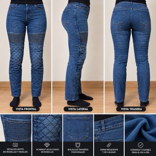 Pantalón Vaquero de Moto Mujer W28 Talla 36 (S)