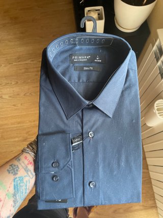 Camisa Primark Azul Talla L nueva 100% algodon