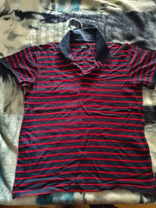 Polo Zara Rayas Negro y Rojo