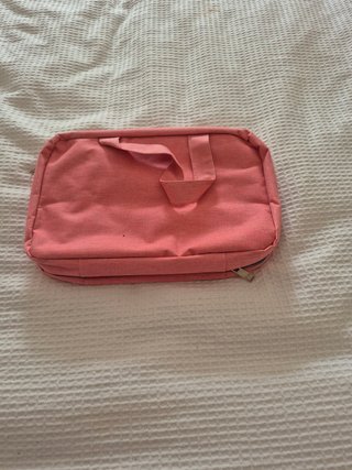 Neceser organizador rosa plegable con gancho