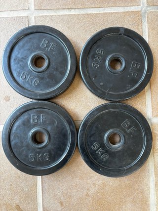 4 Discos de Hierro y Caucho de 5kg (30mm)