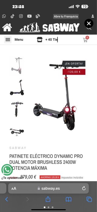 Patinete Eléctrico Sabway Dynamic Pro 2400W