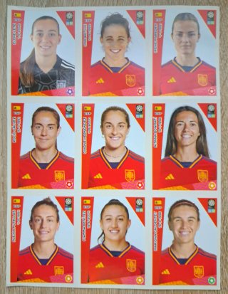 Lámina de 9 Cromos Selección Española Femenina