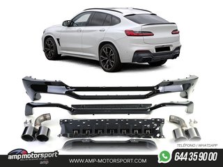 DIFUSOR TRASERO M PERFORMANCE BMW X4 G02 18-21 + COLAS DOBLES NEGRAS