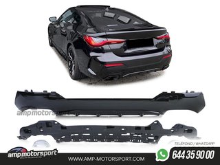 DIFUSOR TRASERO BMW SERIE 4 G22 / G23 2020-- NEGRO BRILLO + COLAS NEGRAS