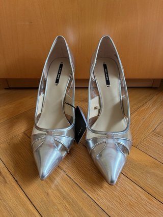 Zapatos de Tacón Zara Plateados