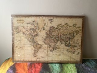 Cuadro Mapamundi Lienzo Antiguo