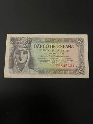 Billete de 5 Pesetas de 1943