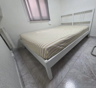 Cama de 135cm de Madera Blanca con Colchón