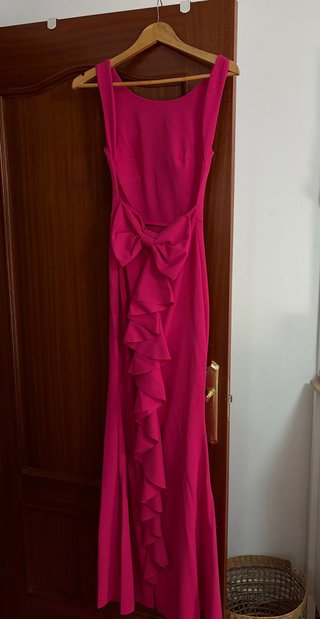Vestido largo de fiesta rosa fucsia