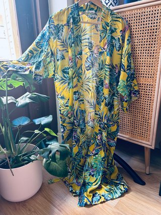 Kimono Largo Estampado Tropical