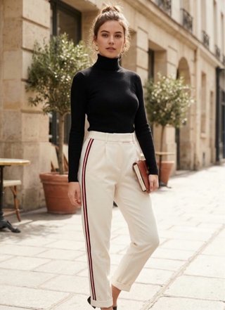 Pantalón Blanco con Franja Lateral