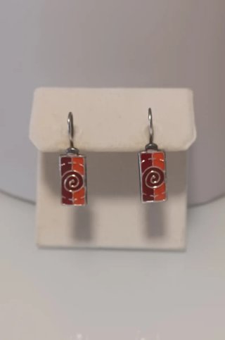 Pendientes Colgantes Plata y Esmalte
