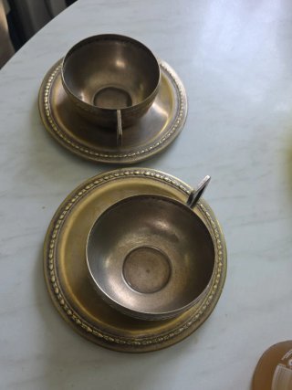 Set di 2 tazze in alpaca vintage