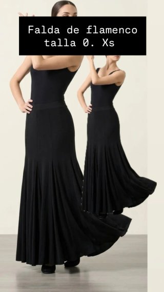 Falda de flamenco negra talla 0 (XS)