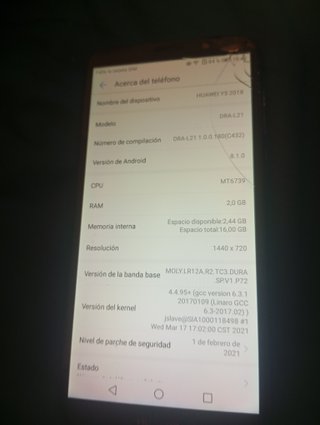 Huawei Y5 2018 16GB no funciona la cámara de atrás