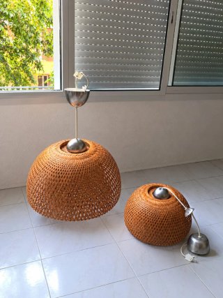 Set de 2 Lámparas de Techo de Ratán