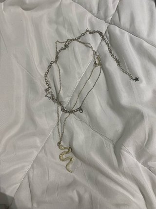 Collar Doble Serpiente y Estrellas Y2K