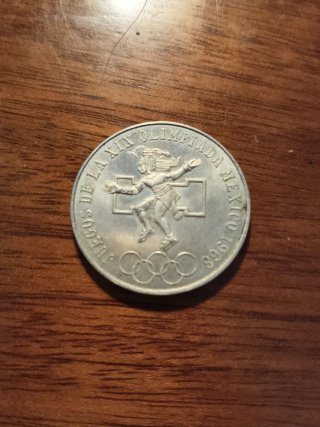 Moneda 25 pesos plata Juegos Olímpicos México 1968