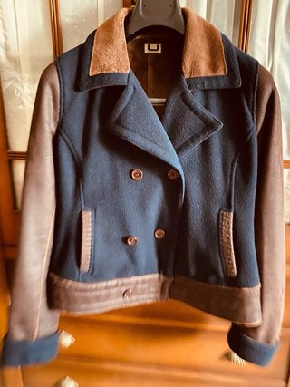 Chaqueta Combinada Azul y Marrón