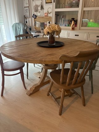 Mesa de Comedor Redonda de Madera Maciza