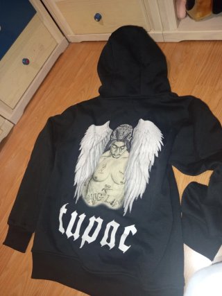 Sudadera Negra Tupac con Capucha