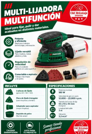 Multilijadora Parkside 180W a cable