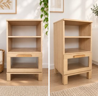 Mesita de Noche de Madera Beige (72x40x40)