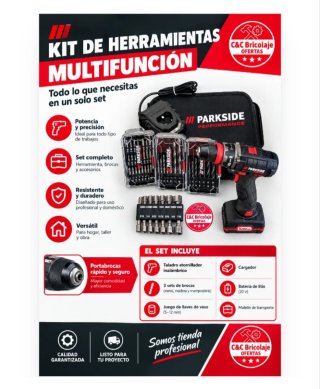 Kit de Herramientas Multifunción Parkside taladro