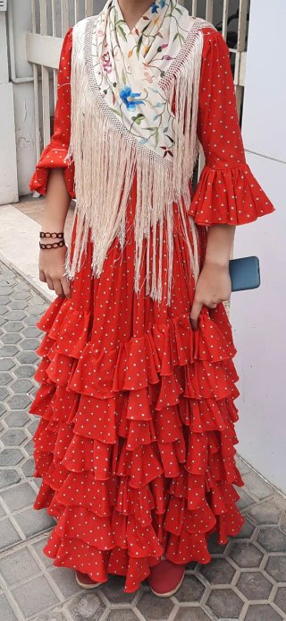 Traje de flamenca ERREPE Rocío Peralta rojo