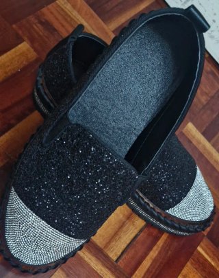 Mocasines Negros con Detalle Brillante
