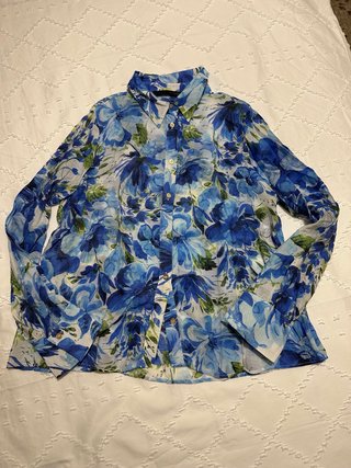 Camisa Zara Estampado Floral Azul