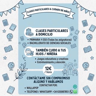 Clases particulares y cuidado infantil a domicilio
