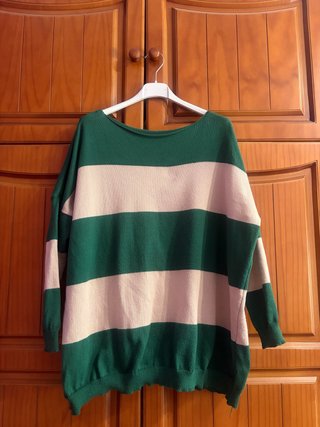 Jersey a rayas verde y beige