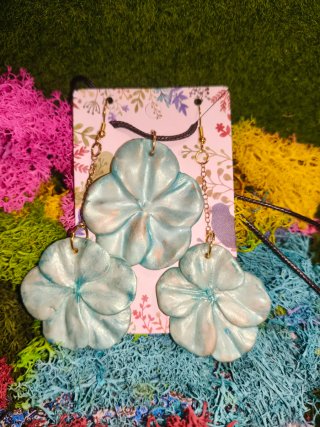 Conjunto Pendientes y Colgante Flor de pensamiento