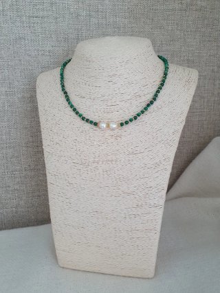Gargantilla de Malaquita y Perlas