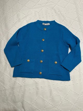 Chaqueta tipo jersey Zara turquesa