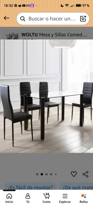 Conjunto de Mesa y 4 Sillas Woltu